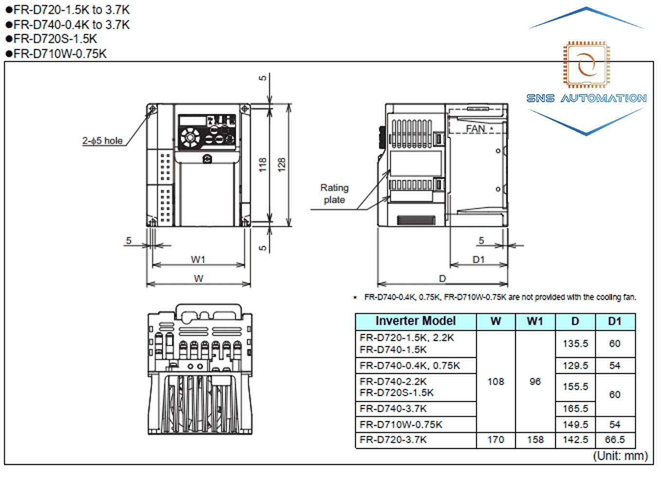 Biến tần Mitsubishi FR-D720S-2.2K