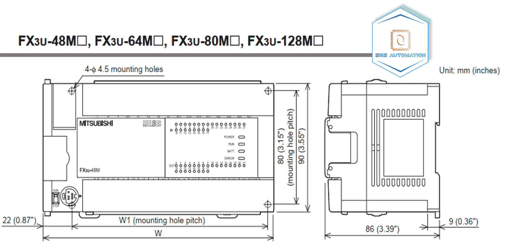 thông số plc fx3u-16mr/es